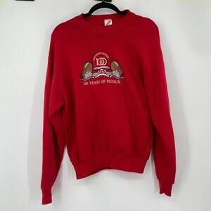 Vintage Jerzees Sweatshirt Red 100 Years of Pigskin 90s Size Medium Crewneck